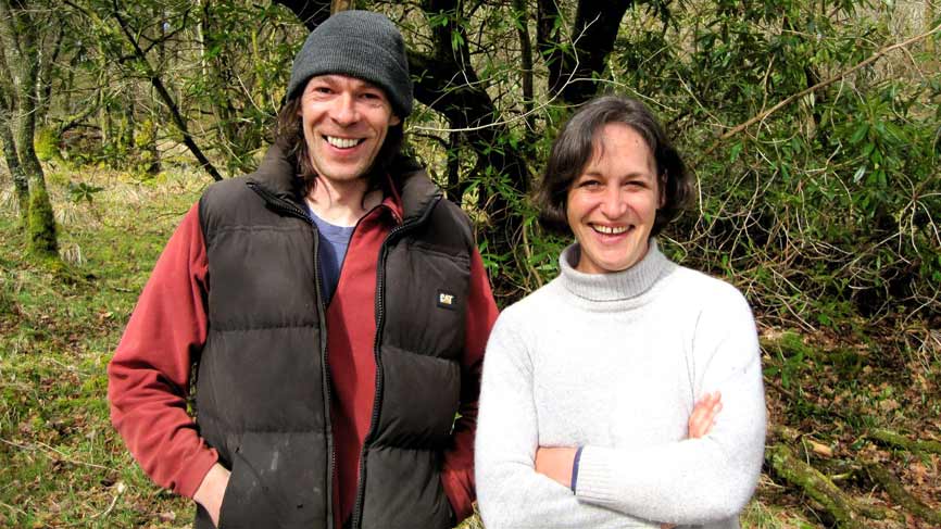 Michaela Hunter and Pete Black at Kilfinan Community Woodland.