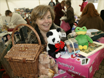 Daphne Skinnard with past Present Aid gifts