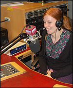 Louise in the BBC studio 