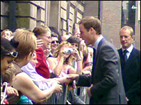 Prince William greets the waiting crowds
