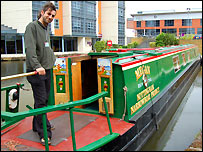 Stuart on the narrowboat