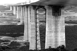 The tallest pylon is 343 metres in height (pylon P2) making it taller than the Eiffel Tower.