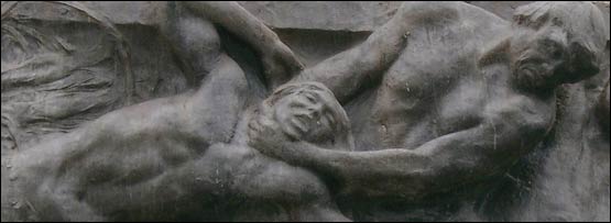 A relief of a slave being abducted
