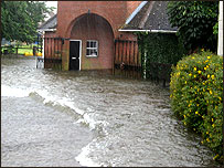 Flood water outside Harry Dunlop's stables
