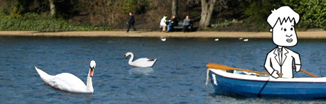Tim in a rowing boat on the lake 