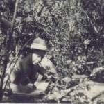 CQMS Fred Weedman in the jungle "company office" 1944