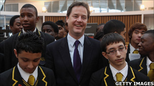 Deputy Prime Minister Nick Clegg with school pupils