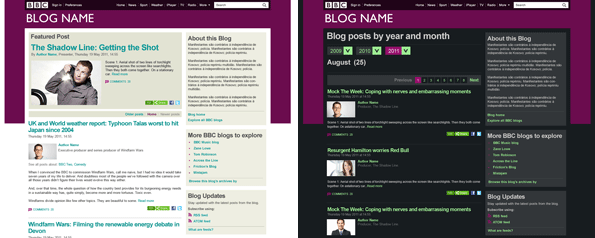 Example mock ups of the new blogging platform.
