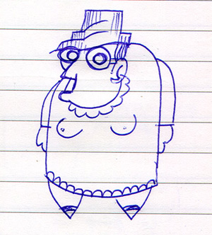 Rejected costume design for Mrs Spitman