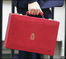 UK chancellor's red budget box - file pic