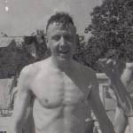 Sgt Wilfred Hoyle, last man in, wins relay race at Lammie Camp Gala, Naples, and has a pat on the back. (See end of reminiscence piece 1946)