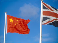 The Chinese flag and the Union flag