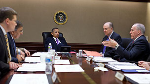 President Barack Obama meets his national security team at the White House