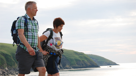 Arriving at Abermawr in the late afternoon sunlight.