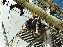 Landing stage on mast
