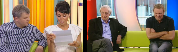 Adrian and Christine with guest Barry Norman and Phil Tufnell