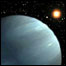 Ilustração de planeta em órbita de Cancri 55