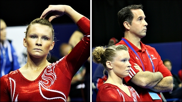 Bridget Sloan (left) with her coach (right)