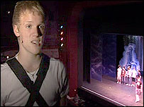 Tom Cox at rehearsals for Peter Pan