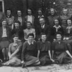 Patricia Sainsbury is in the middle row, third from the right, with the Food Office Staff in Oriel House, Thornbury, South Gloucestershire. Photograph taken during 1940.