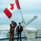 Peter (left) and a friend on the Canadian seas