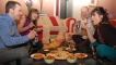 Scarlett, Jimmy, Bob, and Nicki all tucking into curry