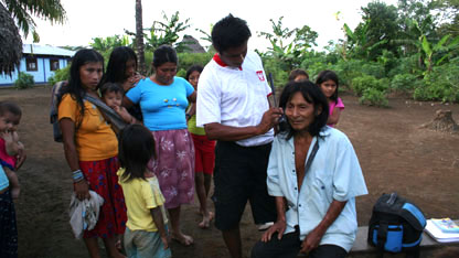 The father speaks to his daughter via satellite phone