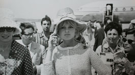 Brigitte Bardot arriving at Rome's Fiumicino Airport, 4 August, 1961. Photographed by Patrick Morin Images supplied courtesy of James Hyman Gallery,
