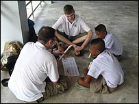 A recorder lesson in Ban Naam Kem, Thailand, by the South Norfolk Youth Symphonic Band