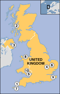 Arrival order of the 10 postcards