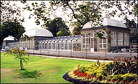 A view of the restored pavilions at the Botanical Gardens
