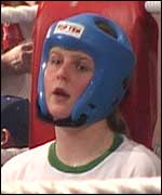 Becky resting between rounds