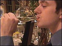 Drinking wine at the Leaping Hare, Stanton