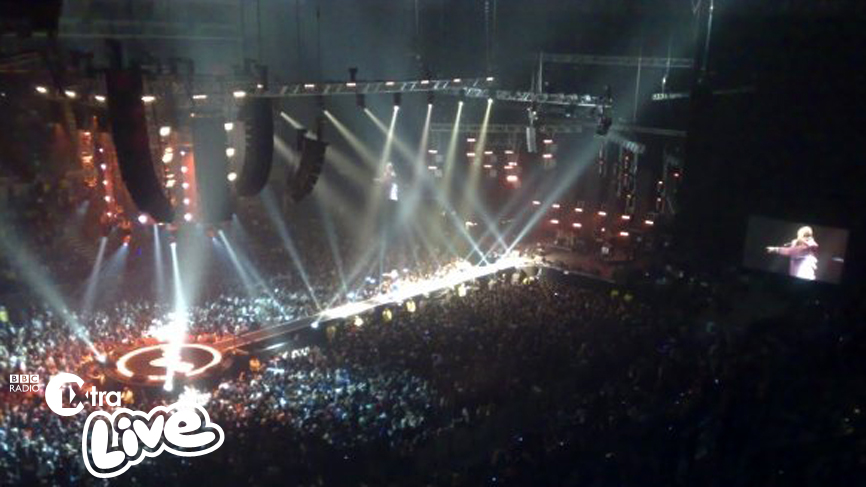 Looking down from the boxes