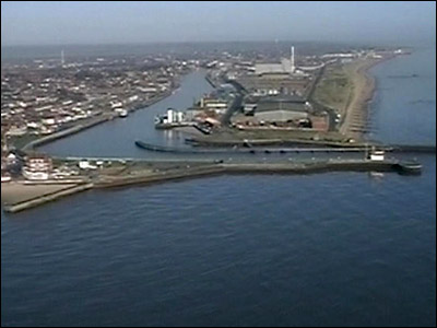 Aerial view of Great Yarmouth Harbour mouth