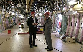 Richard Hollingham and Richard Carcaillet inside a part-built Airbus 380.