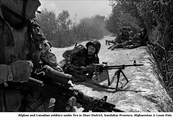 Afghan and Canadian soldiers under fire
