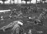 Soldiers suffering from the effects of a gas attack