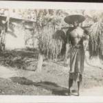 Photo No. 192 — Native coolie carrying rice on his shoulder pole. A selected piece of springy bamboo.