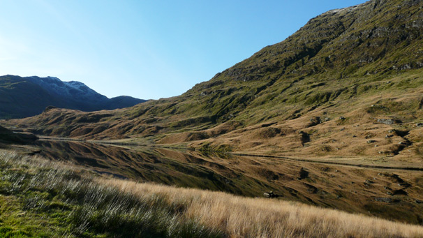 Flat calm water makes for a perfect mountain reflection
