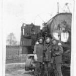 Three of the girls in front of one of the searchlights at Luton