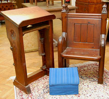 Clergy stall and lectern from RS Thomas' former church that are up for auction. Photograph courtesy of Bonhams.