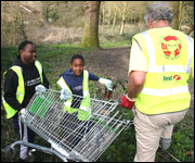 Volunteers help clean up the Cowsey