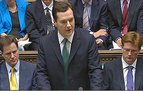 George Osborne delivers the Budget flanked by Nick Clegg and Danny Alexander