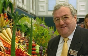 Medwyn and his award-winning vegetables'