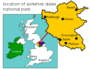Location of Yorkshire Dales National Park