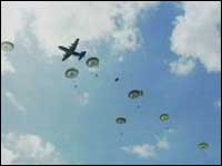 Plane and parachutists