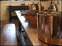 Pots and pans in the Washington Old Hall kitchen