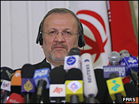 منوچهر متکی در کنفرانس مطبوعاتی با علی بابا جان وزیر خارجه ترکیه در تهران