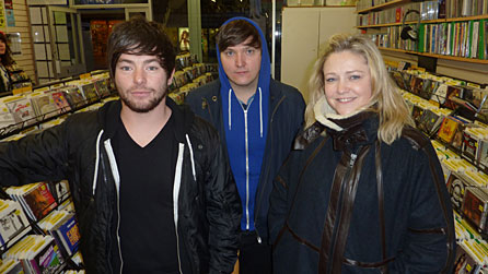 Attack! Attack!'s Ryan and Neil with Beth in Derricks Records